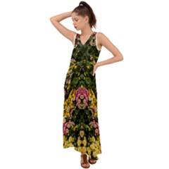 Springflowers V-neck Chiffon Maxi Dress by LW323