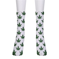 Weed At White, Ganja Leafs Pattern, 420 Hemp Regular Theme Men s Crew Socks by Casemiro