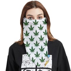 Weed At White, Ganja Leafs Pattern, 420 Hemp Regular Theme Face Covering Bandana (triangle) by Casemiro