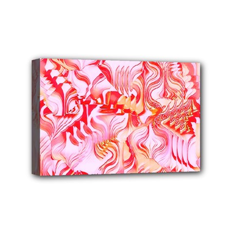 Cherry Blossom Cascades Abstract Floral Pattern Pink White  Mini Canvas 6  X 4  (stretched) by CrypticFragmentsDesign