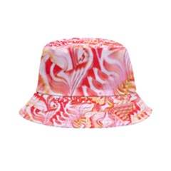 Cherry Blossom Cascades Abstract Floral Pattern Pink White  Inside Out Bucket Hat by CrypticFragmentsDesign