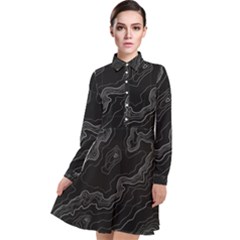 Topography Map Long Sleeve Chiffon Shirt Dress by goljakoff