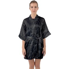 Topography Map Half Sleeve Satin Kimono  by goljakoff