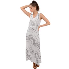 Topography Map V-neck Chiffon Maxi Dress by goljakoff