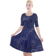 Topography Map Quarter Sleeve A-line Dress by goljakoff