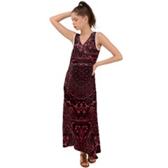 Burgundy V-neck Chiffon Maxi Dress by LW323