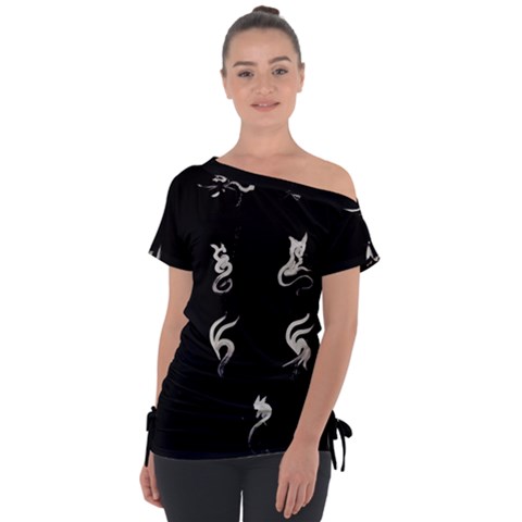 Katzen Cats Katzen Cats Off Shoulder Tie-up Tee by WetdryvacsLair