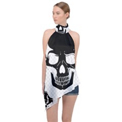 Bad 2 The Bone Halter Asymmetric Satin Top by MrsTheDON