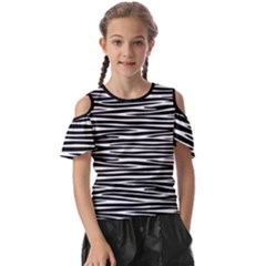 Zebra Stripes, Black And White Asymmetric Lines, Wildlife Pattern Kids  Butterfly Cutout Tee by Casemiro