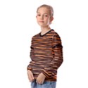 Tiger stripes, black and orange, asymmetric lines, wildlife pattern Kids  Long Sleeve Tee with Frill  View2