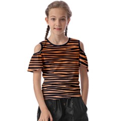 Tiger Stripes, Black And Orange, Asymmetric Lines, Wildlife Pattern Kids  Butterfly Cutout Tee by Casemiro