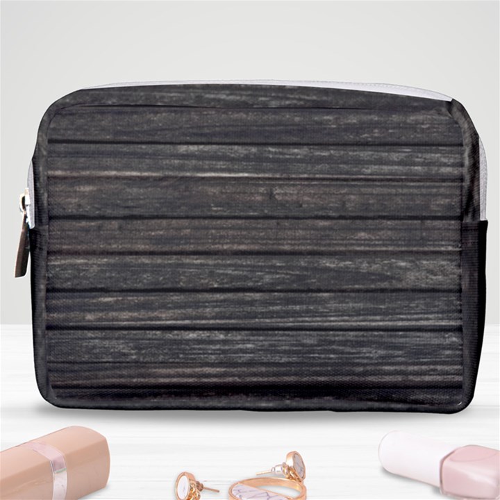 Wooden Linear Geometric Design Make Up Pouch (Medium)