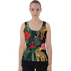 Leopardrose Velvet Tank Top by PollyParadise