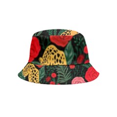 Leopardrose Inside Out Bucket Hat (kids) by PollyParadise