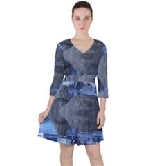 Bluemountains Quarter Sleeve Ruffle Waist Dress by LW323