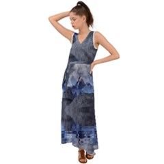 Bluemountains V-neck Chiffon Maxi Dress by LW323