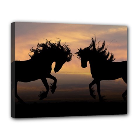 Evening Horses Canvas 14  X 11  (stretched) by LW323