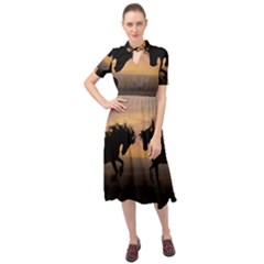 Evening Horses Keyhole Neckline Chiffon Dress by LW323