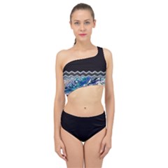 Blue Ocean Minimal Liquid Painting Spliced Up Two Piece Swimsuit by gloriasanchez