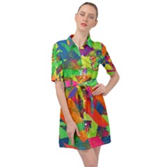 Neon Tape Belted Shirt Dress by uggoff