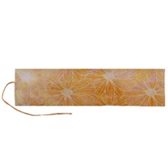 Flowers Pattern Orange Yellow Roll Up Canvas Pencil Holder (l) by alllovelyideas