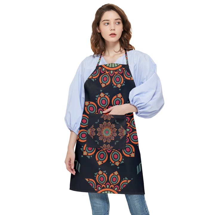 Colored Mandala Dark 2 Pocket Apron