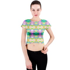 Colorful Neon Pattern  Crew Neck Crop Top by gloriasanchez