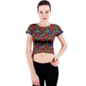 Spanish Passion Floral Pattern Crew Neck Crop Top View1