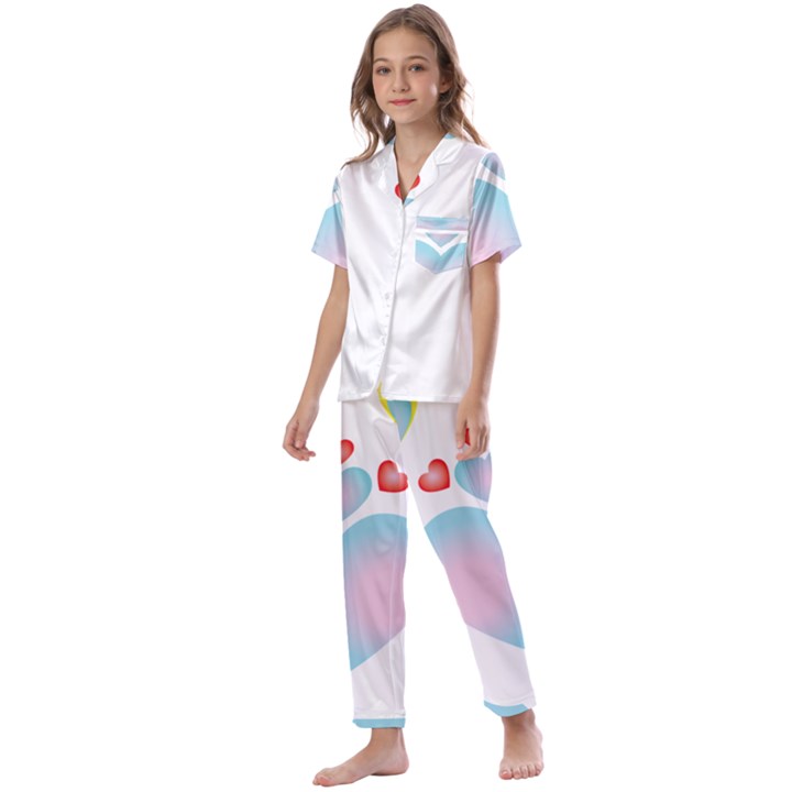 hearth  Kids  Satin Short Sleeve Pajamas Set