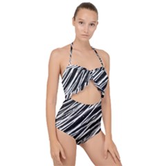 Galaxy Motion Black And White Print Scallop Top Cut Out Swimsuit by dflcprintsclothing