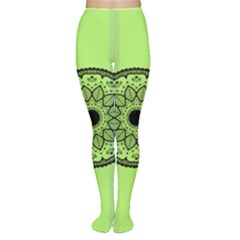 Green Grid Cute Flower Mandala Tights by Magicworlddreamarts1