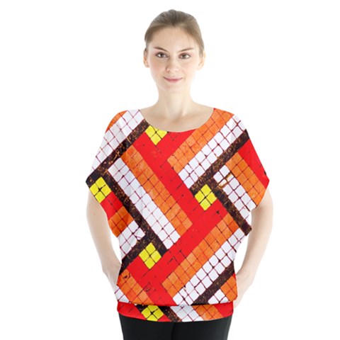 Pop Art Mosaic Batwing Chiffon Blouse by essentialimage365