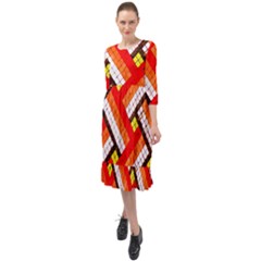 Pop Art Mosaic Ruffle End Midi Chiffon Dress by essentialimage365