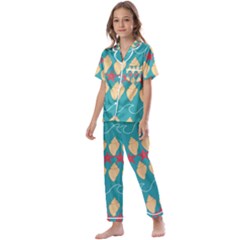 Starfish And Seashells  Sea Kids  Satin Short Sleeve Pajamas Set by SychEva