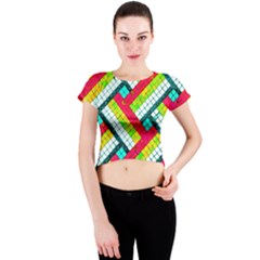 Pop Art Mosaic Crew Neck Crop Top by essentialimage365