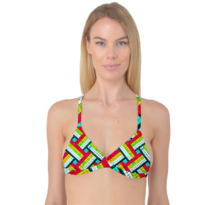 Pop Art Mosaic Reversible Tri Bikini Top