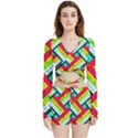 Pop Art Mosaic Velvet Wrap Crop Top and Shorts Set View1