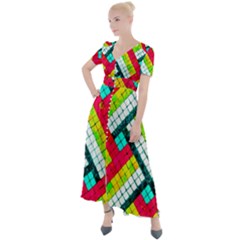 Pop Art Mosaic Button Up Short Sleeve Maxi Dress by essentialimage365