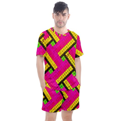 Pop Art Mosaic Men s Mesh Tee And Shorts Set by essentialimage365