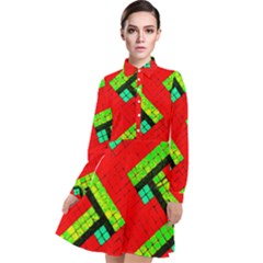 Pop Art Mosaic Long Sleeve Chiffon Shirt Dress by essentialimage365