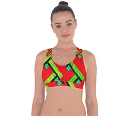 Pop Art Mosaic Cross String Back Sports Bra by essentialimage365