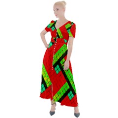 Pop Art Mosaic Button Up Short Sleeve Maxi Dress by essentialimage365