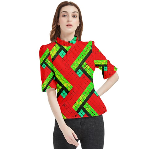 Pop Art Mosaic Frill Neck Blouse by essentialimage365