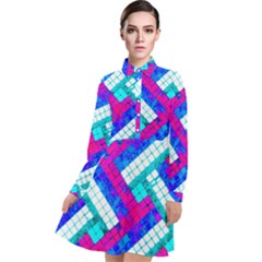 Pop Art Mosaic Long Sleeve Chiffon Shirt Dress by essentialimage365