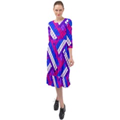 Pop Art Mosaic Ruffle End Midi Chiffon Dress by essentialimage365