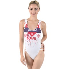 All You Need Is Love High Leg Strappy Swimsuit by DinzDas