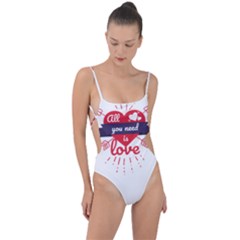 All You Need Is Love Tie Strap One Piece Swimsuit by DinzDas