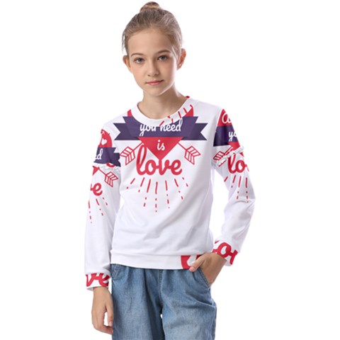 All You Need Is Love Kids  Long Sleeve Tee With Frill  by DinzDas