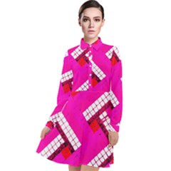 Pop Art Mosaic Long Sleeve Chiffon Shirt Dress by essentialimage365