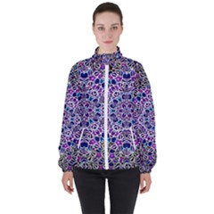 Digital Painting Drawing Of Flower Power Women s High Neck Windbreaker by pepitasart